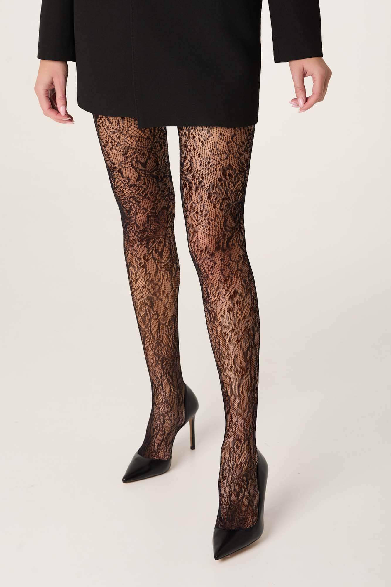 Rajstopy Lores FIORA – koronkowy wzór w stylu kabaretki - obrazek 6