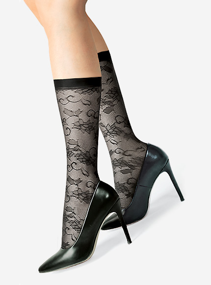 Lores BERENICA – klasyczne skarpetki siateczkowe w kwiaty - obrazek 4