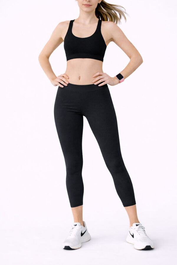 Uniwersalne legginsy damskie CAPRI DONATELLA – sportowe - na rower i do biegania – 90 den - obrazek 2