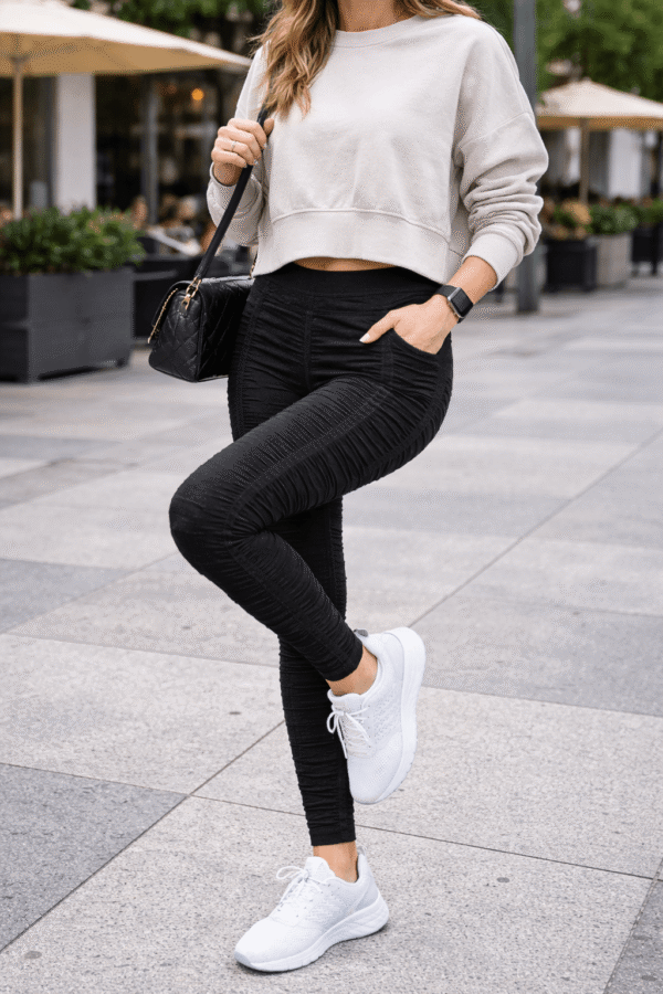 PANTA GABRIELLA – modne legginsy ze strukturalnym wzorem – 90 den - obrazek 5